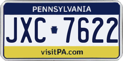 PA license plate JXC7622