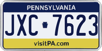 PA license plate JXC7623