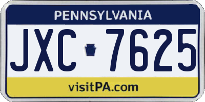 PA license plate JXC7625