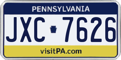 PA license plate JXC7626
