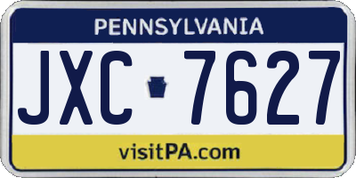 PA license plate JXC7627