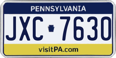 PA license plate JXC7630