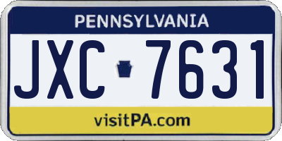 PA license plate JXC7631
