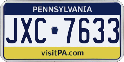 PA license plate JXC7633