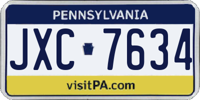 PA license plate JXC7634
