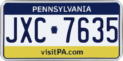 PA license plate JXC7635