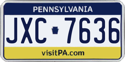 PA license plate JXC7636