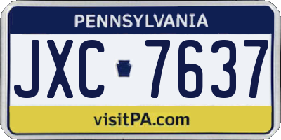 PA license plate JXC7637