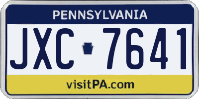 PA license plate JXC7641