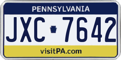 PA license plate JXC7642