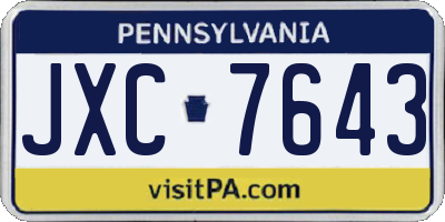 PA license plate JXC7643