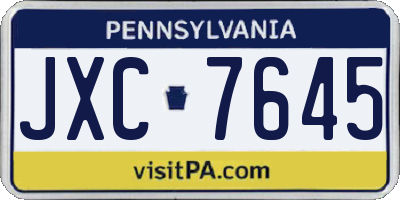 PA license plate JXC7645