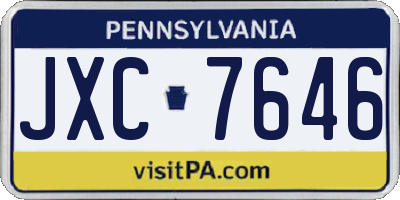 PA license plate JXC7646