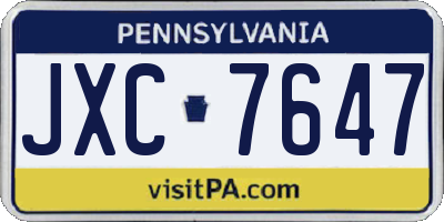 PA license plate JXC7647