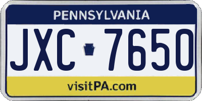 PA license plate JXC7650