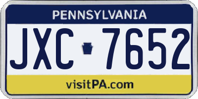 PA license plate JXC7652