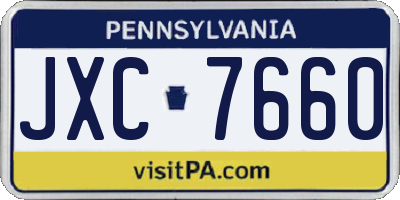 PA license plate JXC7660