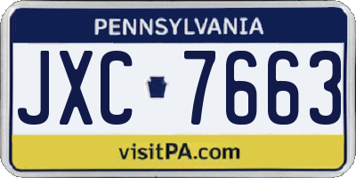 PA license plate JXC7663