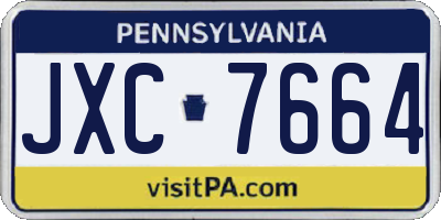 PA license plate JXC7664