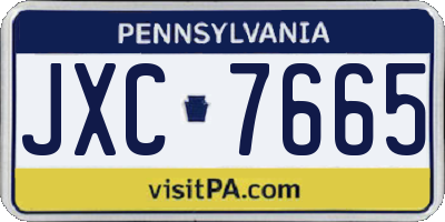 PA license plate JXC7665
