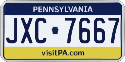 PA license plate JXC7667