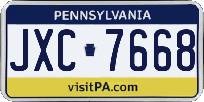 PA license plate JXC7668