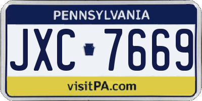 PA license plate JXC7669