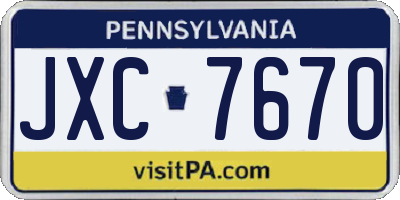 PA license plate JXC7670