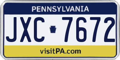 PA license plate JXC7672