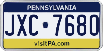 PA license plate JXC7680