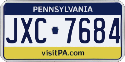PA license plate JXC7684