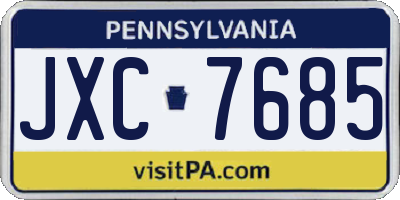 PA license plate JXC7685