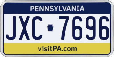 PA license plate JXC7696