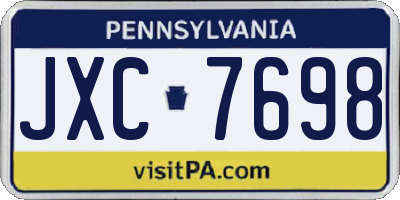 PA license plate JXC7698
