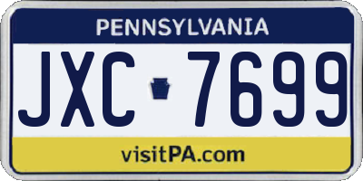 PA license plate JXC7699