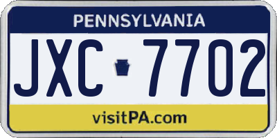 PA license plate JXC7702
