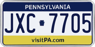 PA license plate JXC7705