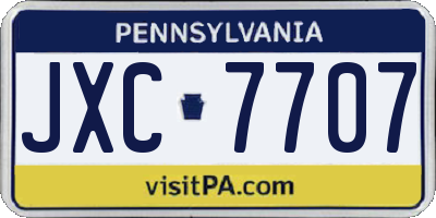 PA license plate JXC7707