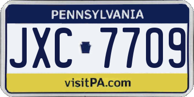PA license plate JXC7709
