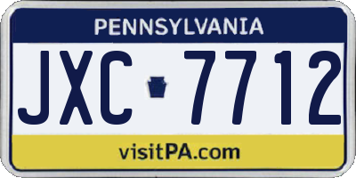 PA license plate JXC7712