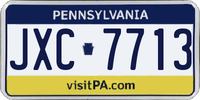 PA license plate JXC7713