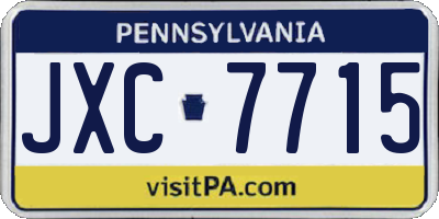 PA license plate JXC7715