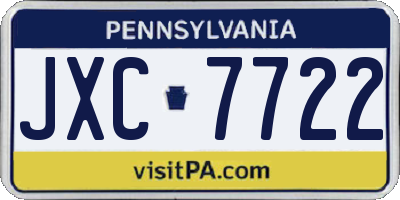 PA license plate JXC7722