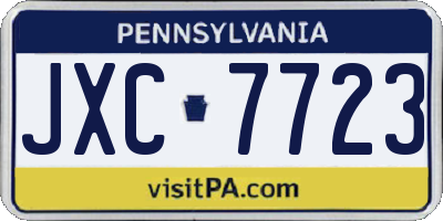 PA license plate JXC7723
