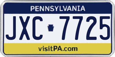 PA license plate JXC7725