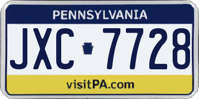 PA license plate JXC7728