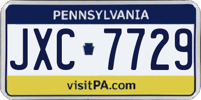 PA license plate JXC7729