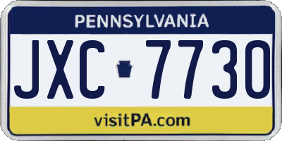 PA license plate JXC7730