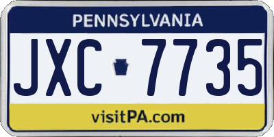 PA license plate JXC7735
