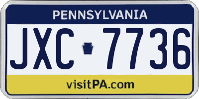 PA license plate JXC7736